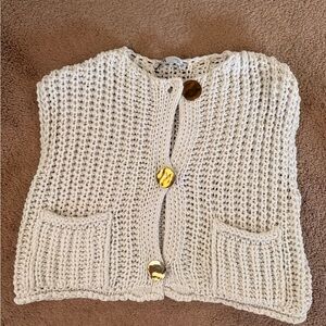 Chunky Cream Knit Button-Front sweater vest
